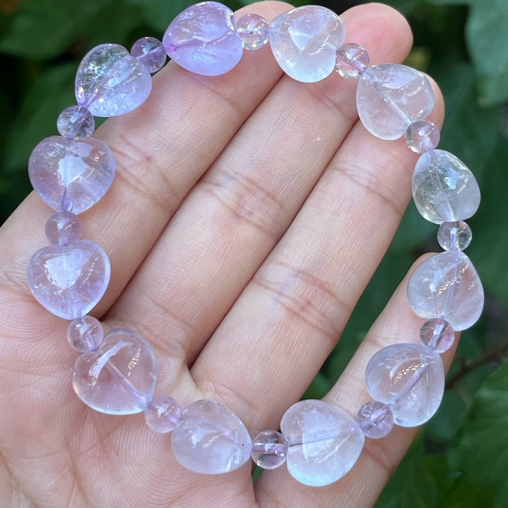 Stretchable 13mm gradient amethyst heart bracelet